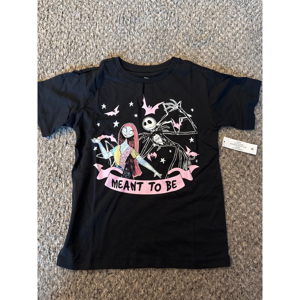 Disney Nightmare Before Christmas Jack Sally Meant To Be Shirt Kids 6X Black NWT
